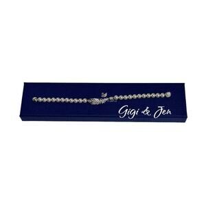 Swarovski Nice Pearl Feather Bracelet White, Rhodium plated Medium